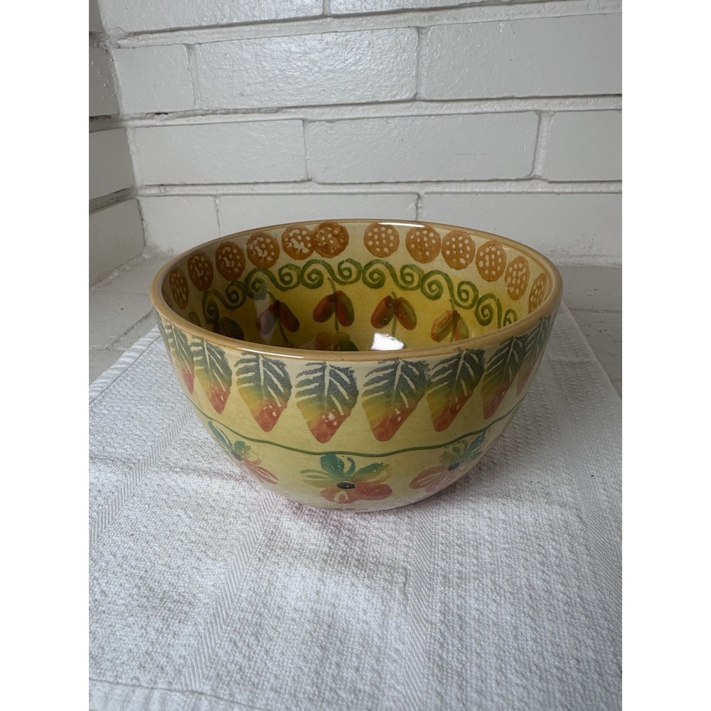 Modigliani Italiani Hand Painted Floral Ceramic Serving Bowl Made in Italy